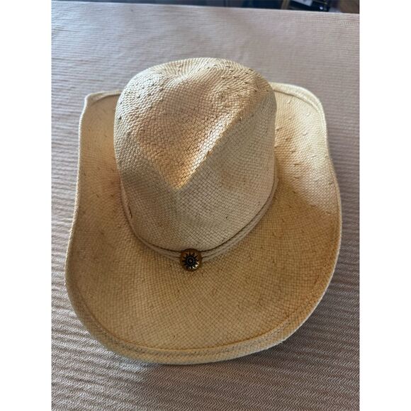 Shady Brady Unisex Cowboy Hat L Beige Western Summer Casual - Picture 3 of 8